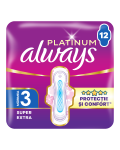 Absorbante Platinum Super Extra, marimea 3, 12 bucati, Always