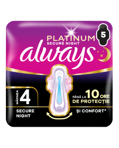 Absorbante Platinum Secure Night, marimea 4, 5 bucati, Always