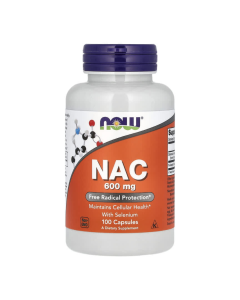 N-Acetyl Cysteine Cu Seleniu, 600 mg, 100 Capsule vegetale, Now Foods