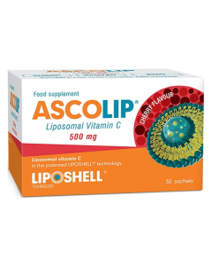 Vitamina C Lipozomala cu aroma de cirese, 500 mg, 30 plicuri, Liposhell
