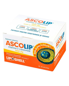 Vitamina C Lipozomala cu aroma de portocala, 1000 mg, 30 plicuri, Liposhell