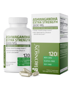 Ashwagandha 3000 mg cu Bioperina, 120 capsule, Bronson Laboratories