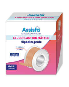 Leucoplast din matase, 5m*2.5cm, Assista 