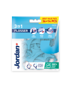 Ata dentara pentru adulti 3in1 Flossers+, 50 bucati, Jordan