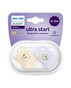 Suzete Ultra Start Mov/Portocaliu, SCF075/03, 0-2 luni, 2 bucati, Philips Avent