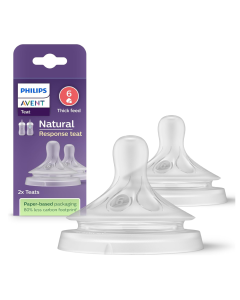 Tetina cu debit pentru hrana consistenta Natural Response, 6 luni+, 2 bucati, Philips Avent