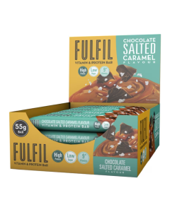 Batoane proteice ciocolata si caramel sarat, 15 bucati*55g, Fulfil Nutrition