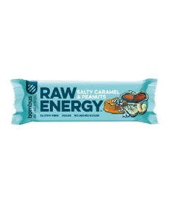 Baton energizant cu caramel sarat Raw Energy, 50 g, Bombus