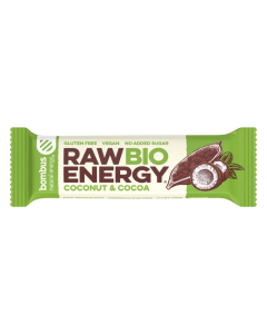 Bombus Baton energizant, Raw Energy, cu nuca de cocos si cacao, 50g