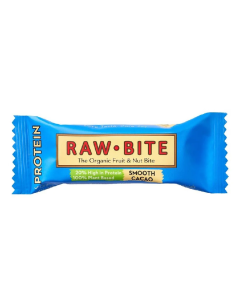 Baton proteic fara gluten, smooth cacao bio, 50 g, Raw Bite