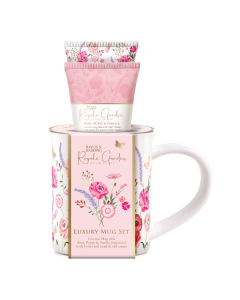 Set cadou pentru ingrijirea corpului si cana decorativa Royale Garden, 3 piese, Baylis & Harding