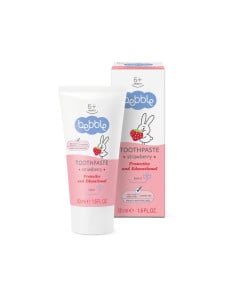 Pasta de dinti cu aroma de capsune, 6+ luni, 50 ml, Bebble