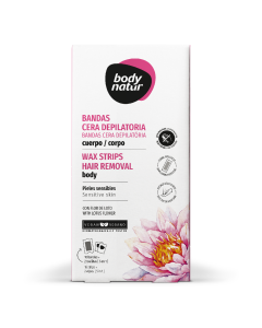 Benzi depilatoare pentru corp, piele sensibila, 16 benzi+2 bucati servetele post-epilare, Body Natur
