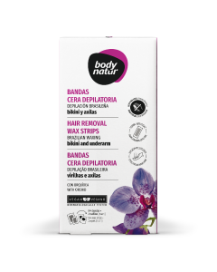 Benzi depilatoare pentru zona bikini si axila, 12 benzi+2 servetele post-epilare, Body Natur