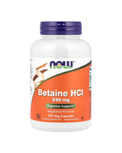 Betaina HCl, 648 mg, 120 capsule vegetale, Now Foods