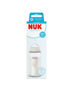 Biberon sticla First Choice, flux M, 3 luni+, 240 ml, Nuk 