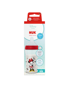 Biberon cu tetina din silicon Perfect Match, Minnie, flux M, 3+ luni, 260 ml, Nuk