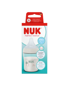 Biberon cu tetina din silicon Perfect Match, alb, flux S, 0 luni+, 150 ml, Nuk