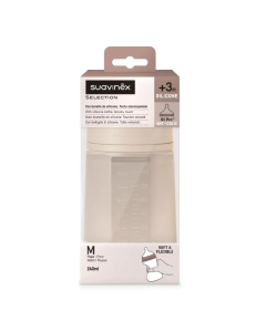 Biberon din silicon SX Pro Colour Essence, debit mediu, nude, 240ml, Suavinex 