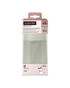 Biberon din silicon SX Pro Colour Essence, debit mediu, verde, 240ml, Suavinex 