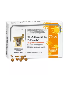 D-Pearls Bio-Vitamina D3, 3000 UI, 80 capsule, Pharma Nord