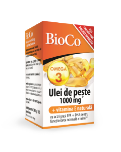 Ulei de pește 1000 mg + vitamina E naturală, 100 capsule moi, BioCo