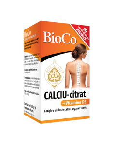 Citrat de calciu + Vitamina D3, 90 comprimate, BioCo 