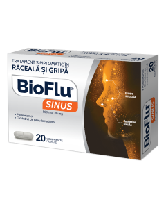 Bioflu Sinus, 500 mg/30 mg, 20 comprimate filmate, Biofarm