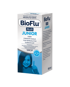 Bioflu Plus Junior sirop 100ml, pentru copii, in caz de tuse, febra