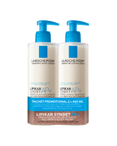 Pachet Crema de curatare Lipikar Syndet AP+, 2*400 ml, La Roche Posay