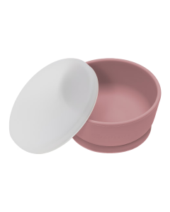 Bol din silicon cu capac, 6 luni+, OldRose, AppeKids