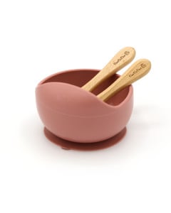 Bol silicon ventuza+Tacamuri Dusty Rose, 1 bucata
