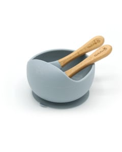Bol silicon ventuza+Tacamuri Dusty Blue, 1 bucata