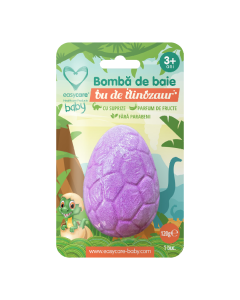 Bomba baie ou dinozaur cu surpiza, parfum lavanda, 120 g, Easycare Baby