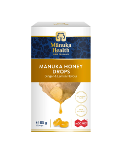 Bomboane cu miere de Manuka MGO 400+ si aroma naturala de Lamaie si Ghmbir, 65 g, Manuka Health
