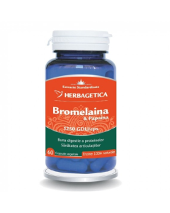 Bromelaina si papaina, 60 capsule, Herbagetica