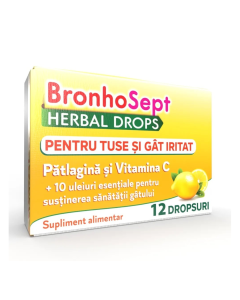 BronhoSept Herbal Drops, tuse și gât iritat, 12 dropsuri, Justin Pharma