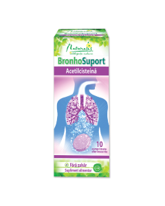 BronhoSuport Acetilcisteina 600mg, 10 comprimate efervescente, Naturalis 