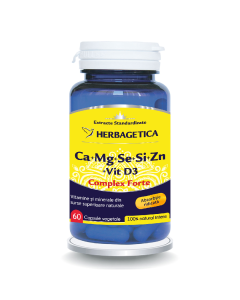 Ca+Mg+Se+Zn organice cu D3, 60 capsule, Herbagetica