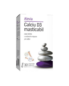 Calciu D3 masticabil, 30 comprimate, Alevia
