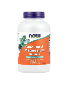 Calciu si magneziu cu vitamina D-3 si zinc, 120 gelule moi, Now Foods