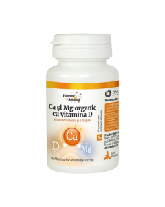 Calciu si Magneziu Organic cu Vitamina D, 60 comprimate, Dacia Plant