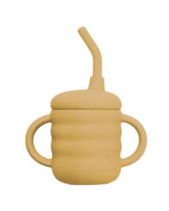 Cana din silicon cu pai, 6 luni+, Honey, Appekids