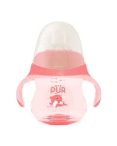Cana in forma de delfin cu cioc din silicon, +6 Luni, roz, 230ml, PUR