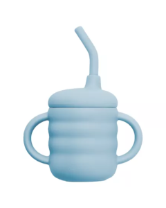 Cana din silicon cu pai, 6 luni+, Aqua Blue, Appekids