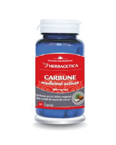 Carbune medicinal activat, 30 capsule, Herbagetica