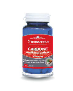 Carbune medicinal activat, 60 capsule, Herbagetica