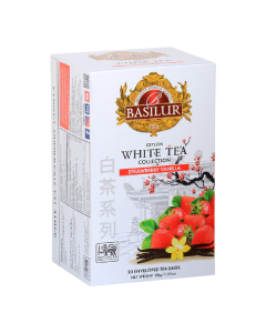 Ceai alb, White Tea Strawberry Vanilla, 25 plicuri, Basilur