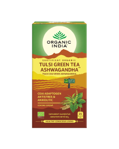 Ceai Bio Tulsi Ashwagandha si Ceai Verde, 25 plicuri, Organic India