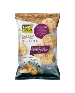 Chips din orez cu gorgonzola si pere caramelizate, 60 g, RiceUP